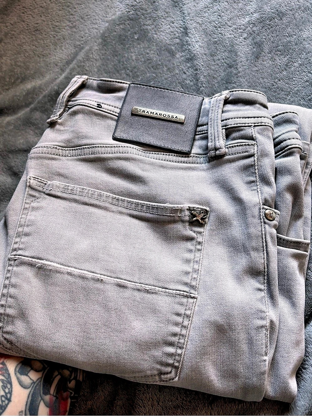 Tramarossa Leonardo Zip Stretch Skinny Gray Jeans Waist 35